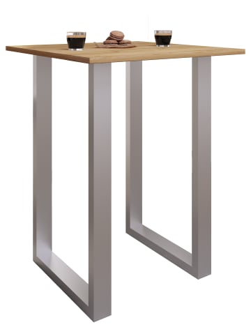 VCM  Holz Bartisch Stehtisch Tisch Tresen Xona 80x50 in Silber / Honig-Eiche