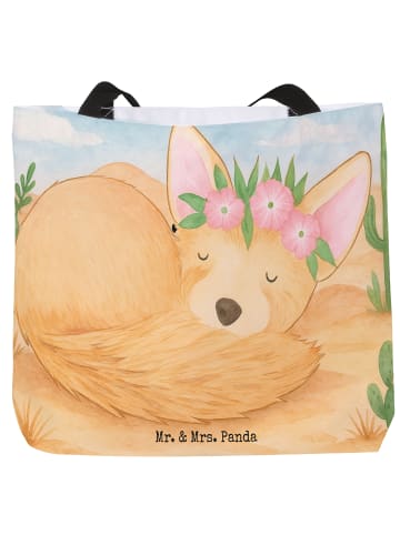 Mr. & Mrs. Panda Einkaufstasche Wüstenfuchs Blumen Design ohne S... in Weiß