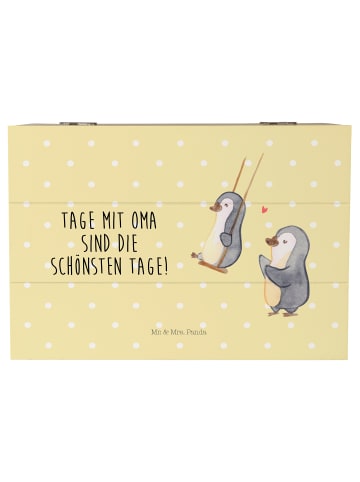 Mr. & Mrs. Panda Holzkiste Pinguin Oma schaukeln mit Spruch in Gelb Pastell