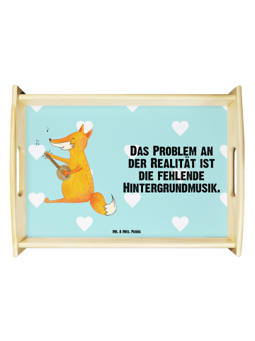 Mr. & Mrs. Panda bett tablett Fuchs Gitarre mit Spruch in Türkis Pastell