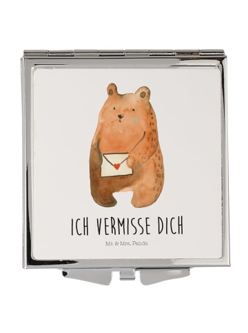 Mr. & Mrs. Panda Kosmetikspiegel Bär Liebesbrief mit Spruch in Weiß