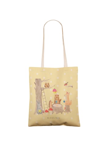 Mr. & Mrs. Panda Beuteltasche Waldtiere Picknick mit Spruch in Gelb Pastell