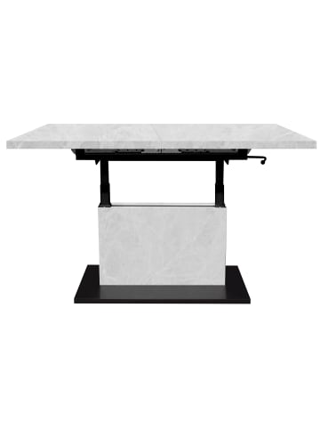 58 aufm Kessel COUCHTISCH Höhenverstellbar Else 3 120x56x70 Holz Keramikoptik Weiß