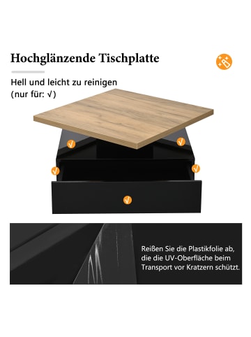 ABRIHOME Multifunktionaler 360° schwenkbarer Couchtisch mit Stauraum in Schwarzer