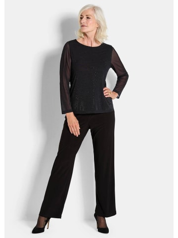 GOLDNER Kurzgröße:  Shirt Shirt aus Mesh mit Glitzersteinen in schwarz