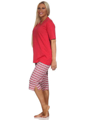 NORMANN Capri Pyjama Capri Shorts Schlafanzug EthnoStyle in rot