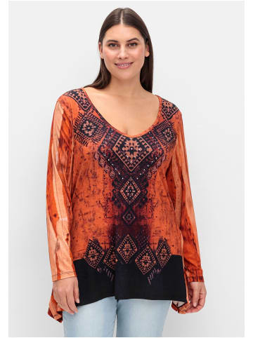 sheego Langarmshirt in schwarz gemustert