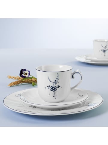 Villeroy & Boch 6er Set Kaffeetassen mit Untertassen Vieux Luxembourg 120 ml in weiß-blau
