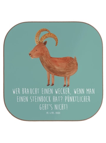 Mr. & Mrs. Panda Glasuntersetzer Steinbock Wecker mit Spruch in Meeresbrise