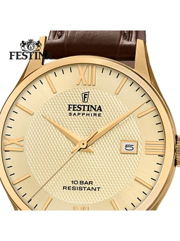 Festina Analog-Armbanduhr Festina Swiss Made braun groß (ca. 40mm)