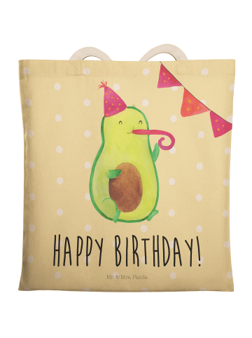 Mr. & Mrs. Panda Beutel Avocado Geburtstag mit Spruch in Gelb Pastell