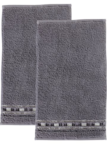 Erwin Müller Frottier Gästetuch 2er-Pack Achern in grau/natur