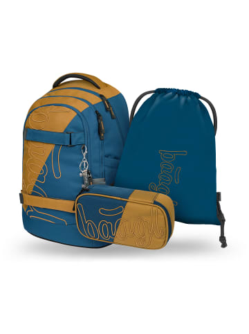 BAAGL 3-tlg. Set: Schulrucksack Skate max in Blau Duo