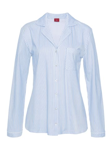 s.Oliver Pyjamaoberteil in himmelblau-gestreift