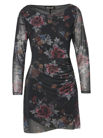 KOROSHI FLORALES KLEID in schwarz
