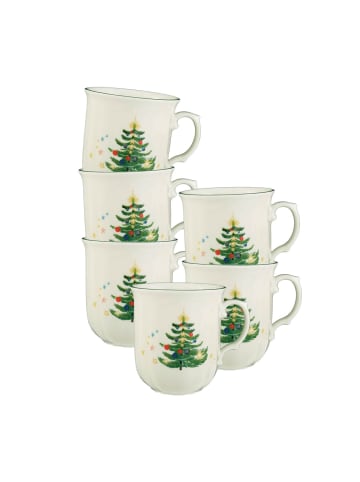 Seltmann Weiden 6er Set Becher mit Henkel Marieluise Weihnachten 270 ml in weiß-grün