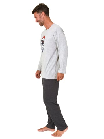 NORMANN Schlafanzug Weihnachten langarm Nikolaus - 88382 in grau