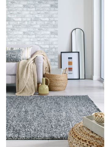 KADIMA DESIGN Wollteppich handgewebt Struktur hochdicht Teppich Wolle-Polyester in Anthrazit