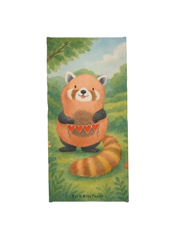 Mr. & Mrs. Panda Badehandtuch Roter Panda Design ohne Spruch in Weiß