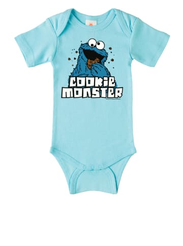 Logoshirt Baby-Body SESAMSTRAßE - KRÜMELMONSTER - Print in hellblau