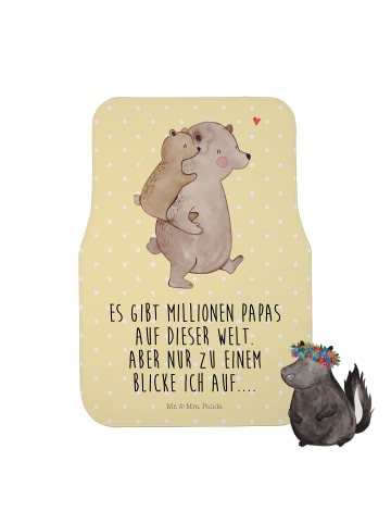 Mr. & Mrs. Panda Fußmatte Auto Papa Bär mit Spruch in Gelb Pastell