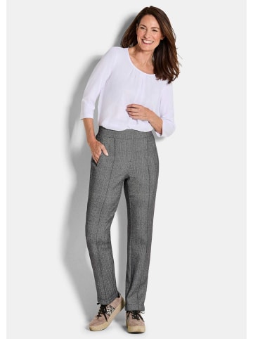 GOLDNER Kurzgröße:  Businesshose CARLA mit Fischgrätmuster in schwarz