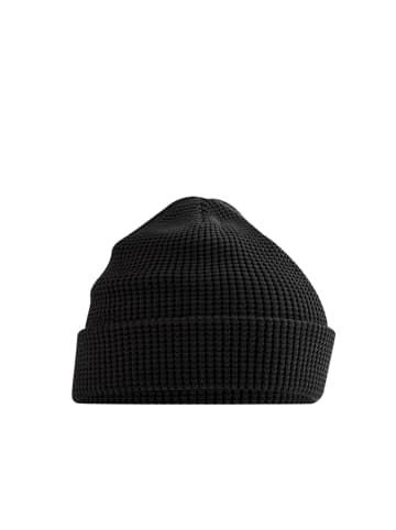 Yuhu Unisex Beanie Baumwolle Waffelstrick Wintermütze in Schwarz