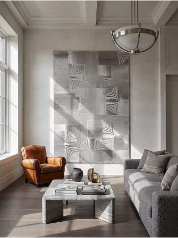 KADIMA DESIGN ERESMA Teppich Kurzflor Grau 80x150 Geometrisch Polyester Wohnzimmer in Grau