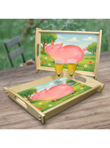 Mr. & Mrs. Panda Holztablett Einhorn Schwein Design ohne Spruch in Weiß