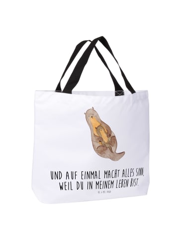 Mr. & Mrs. Panda Strandtasche Otter Kind mit Spruch in Weiß