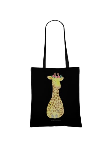 Mr. & Mrs. Panda Jutebeutel Giraffe Blumenkranz ohne Spruch in Schwarz