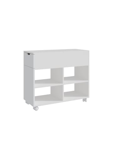relaxdays Rollcontainer in Weiß - (B)70 x (H)61 x (T)30 cm