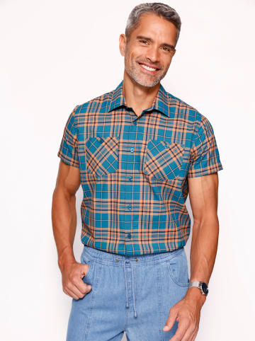 Sieh an! Kurzarm-Hemd in topas-grau-kariert