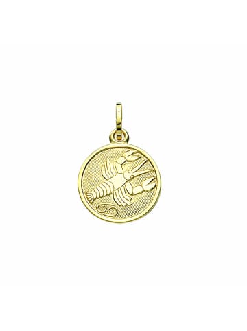 Adeliás Damen & Herren 333 Gold Sternzeichen Anhänger Krebs Ø 11,8 mm in gold