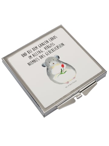 Mr. & Mrs. Panda Schminkspiegel Chinchilla Blume mit Spruch in Weiß