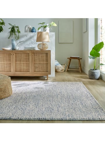 KADIMA DESIGN Teppich aus Wollmischung, mit stilvollem Noppeneffekt in Hellblau