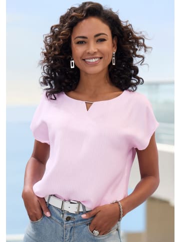 Vivance Kurzarmbluse in rosé-weiß gestreift