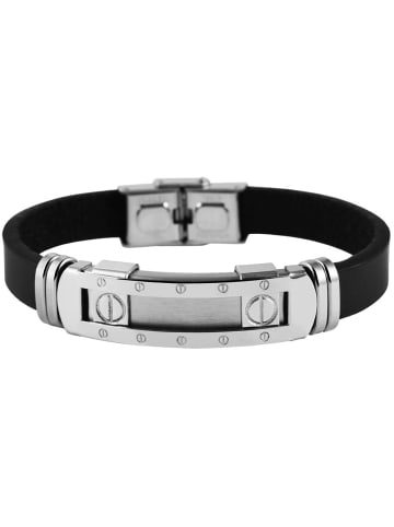 Adeliás Herren Armband aus Leder 22 cm in schwarz