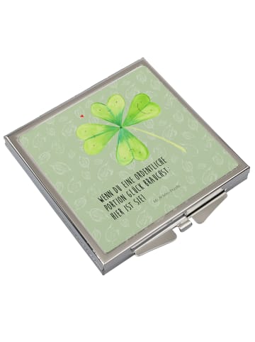 Mr. & Mrs. Panda Schminkspiegel Blume Kleeblatt mit Spruch in Blattgrün