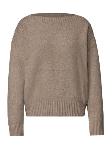 Street One Langarm Strickpullover mit U-Boot-Ausschnitt in Sanded Amber Mel.