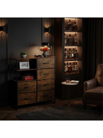 relaxdays Kommode in Braun/ Schwarz - (B)84 x (H)92 x (T)32 cm