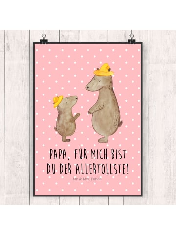 Mr. & Mrs. Panda Poster Bären mit Hut mit Spruch in Rot Pastell