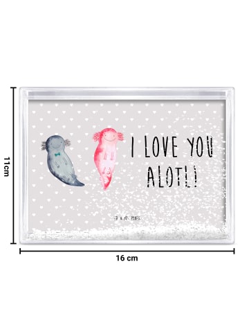 Mr. & Mrs. Panda Fotohalter Axolotl Liebe mit Spruch in Grau Pastell