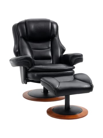 HOMCOM Relaxsessel mit Hocker-94L x 98B x 104H cm-Schwarz