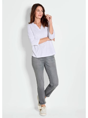 GOLDNER Kurzgröße:  Modisches 3/4-Arm-Oberteil in weiß