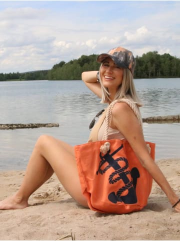styleBREAKER Strandtasche in Apricot-Blau