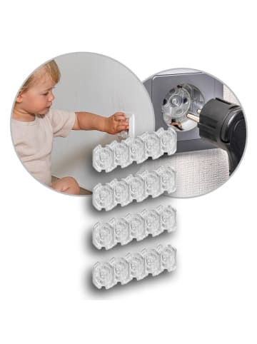 Reer Steckdosenschutz, klebbar, transparent, 20 Stück in Transparent ab 0 Monate