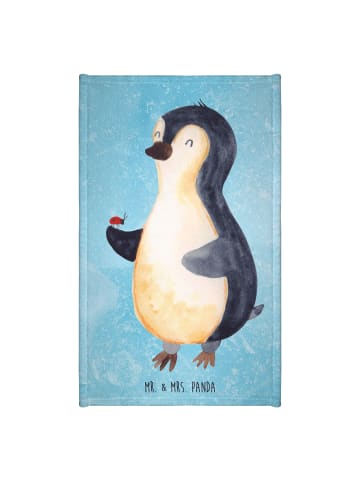 Mr. & Mrs. Panda Gästehandtuch Pinguin Marienkäfer ohne Spruch in Eisblau