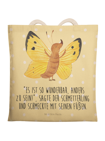 Mr. & Mrs. Panda Tote Bag Schmetterling Zitronenfalter mit Spruch in Gelb Pastell