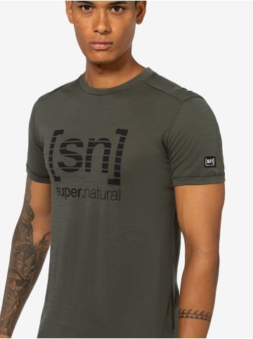 super.natural Merino T-Shirt GRID LOGO in braun